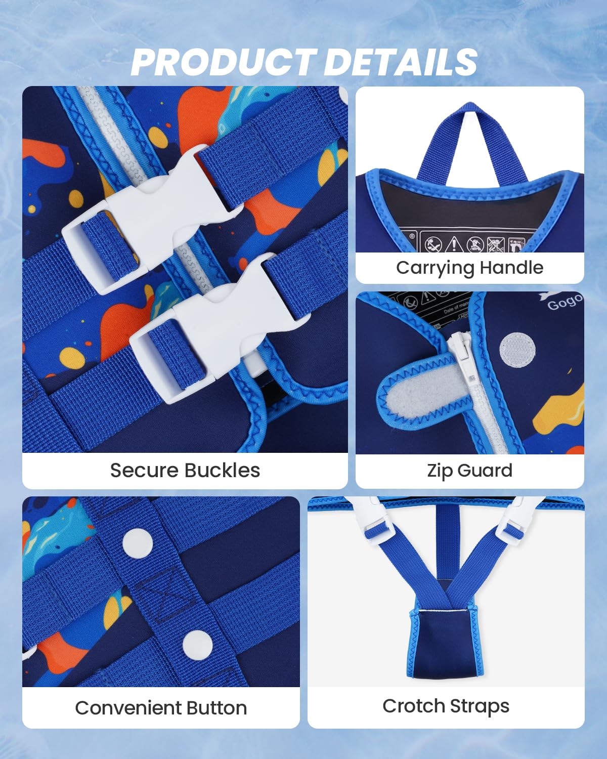 Gogokids Toddler Swim Vest Swim Float for Toddlers 1-2-3-4-5 Kids Float Vest Kid Swimming Floaties 12-18 Months Buoyancy Swimming Aid Boys and Girls