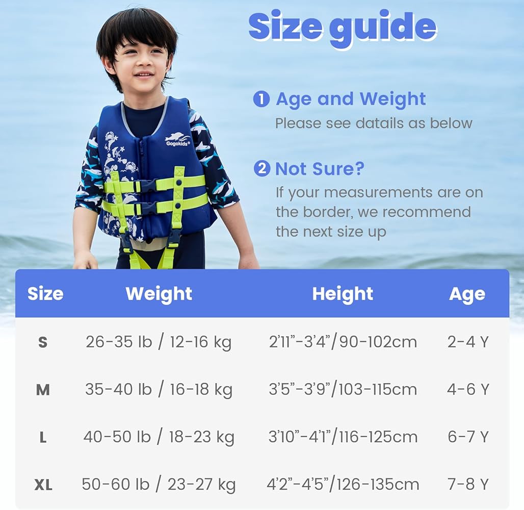 Gogokids Toddler Swim Vest, Kids Floaties – Boys & Girls Buoyancy Jacket for Pool & Beach, Fits 2-8 Years / 22-60 lbs