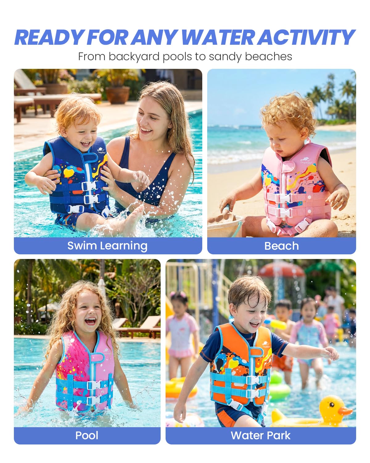 Gogokids Toddler Swim Vest Swim Float for Toddlers 1-2-3-4-5 Kids Float Vest Kid Swimming Floaties 12-18 Months Buoyancy Swimming Aid Boys and Girls