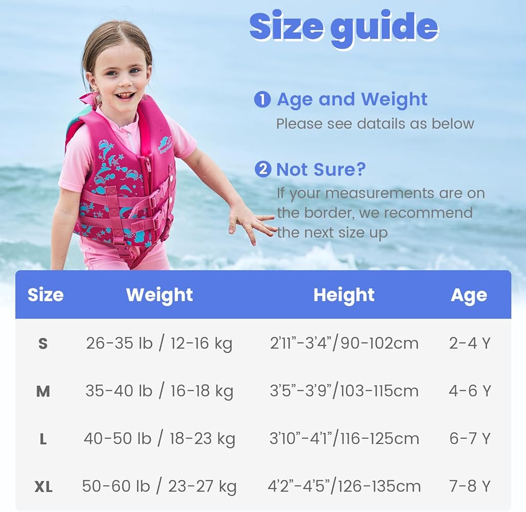 Gogokids Toddler Swim Vest, Kids Floaties – Boys & Girls Buoyancy Jacket for Pool & Beach, Fits 2-8 Years / 22-60 lbs