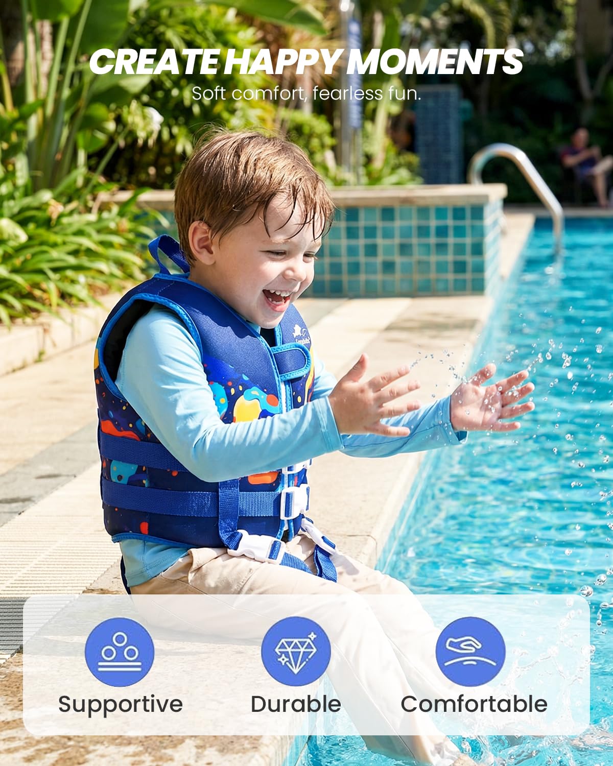 Gogokids Toddler Swim Vest Swim Float for Toddlers 1-2-3-4-5 Kids Float Vest Kid Swimming Floaties 12-18 Months Buoyancy Swimming Aid Boys and Girls