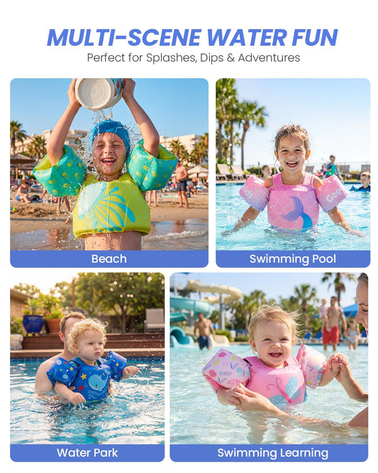 Gogokids Toddler Swim Vest for Kids 24-66 lbs, Swimming Pool Floats Vest[CPC Certified & Adjustable Fit] Toddler Arm Floaties Swim Jacket Water Wings for Beach Puddle Pool Jumper Boys Girls 1-6 Years