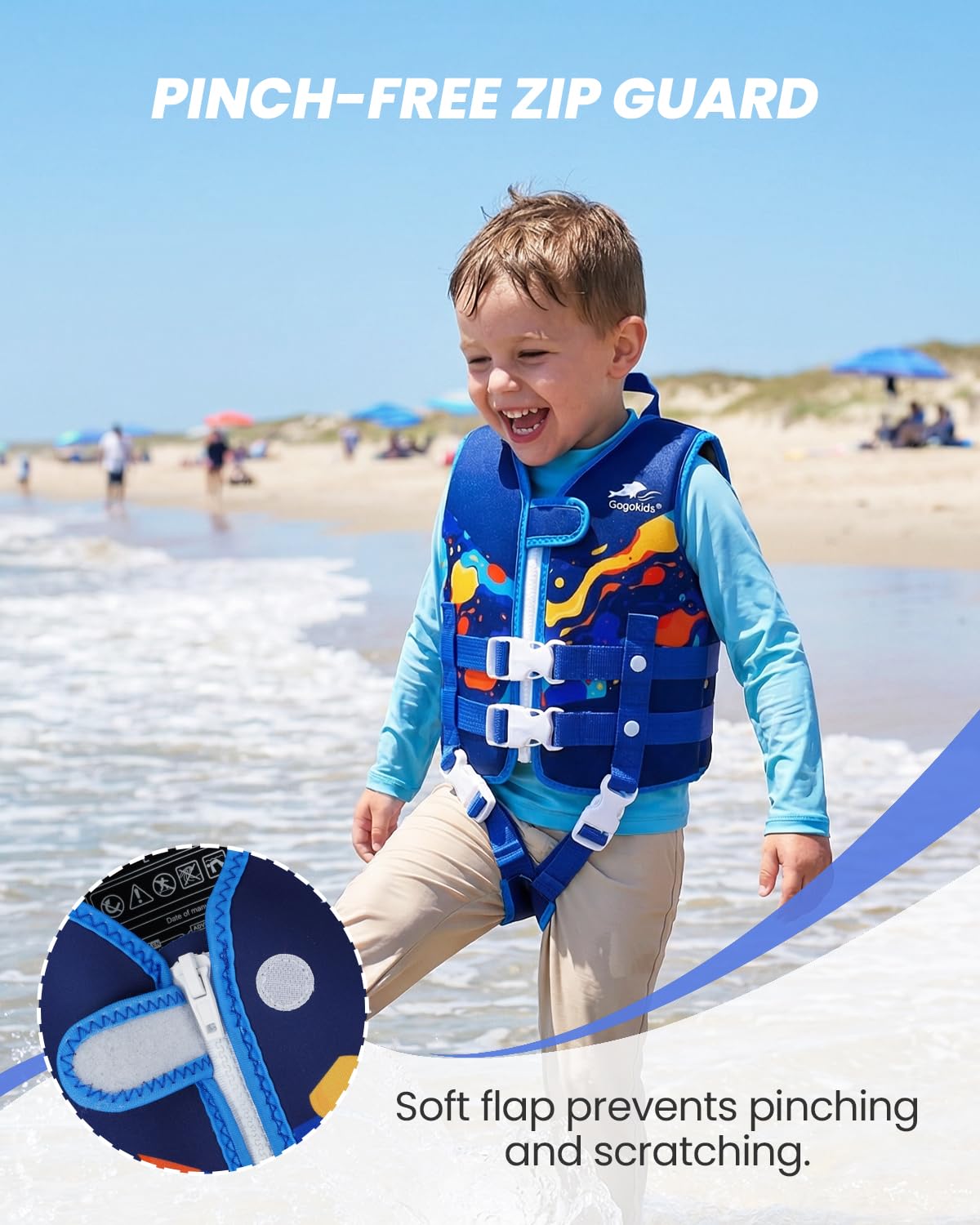 Gogokids Toddler Swim Vest Swim Float for Toddlers 1-2-3-4-5 Kids Float Vest Kid Swimming Floaties 12-18 Months Buoyancy Swimming Aid Boys and Girls
