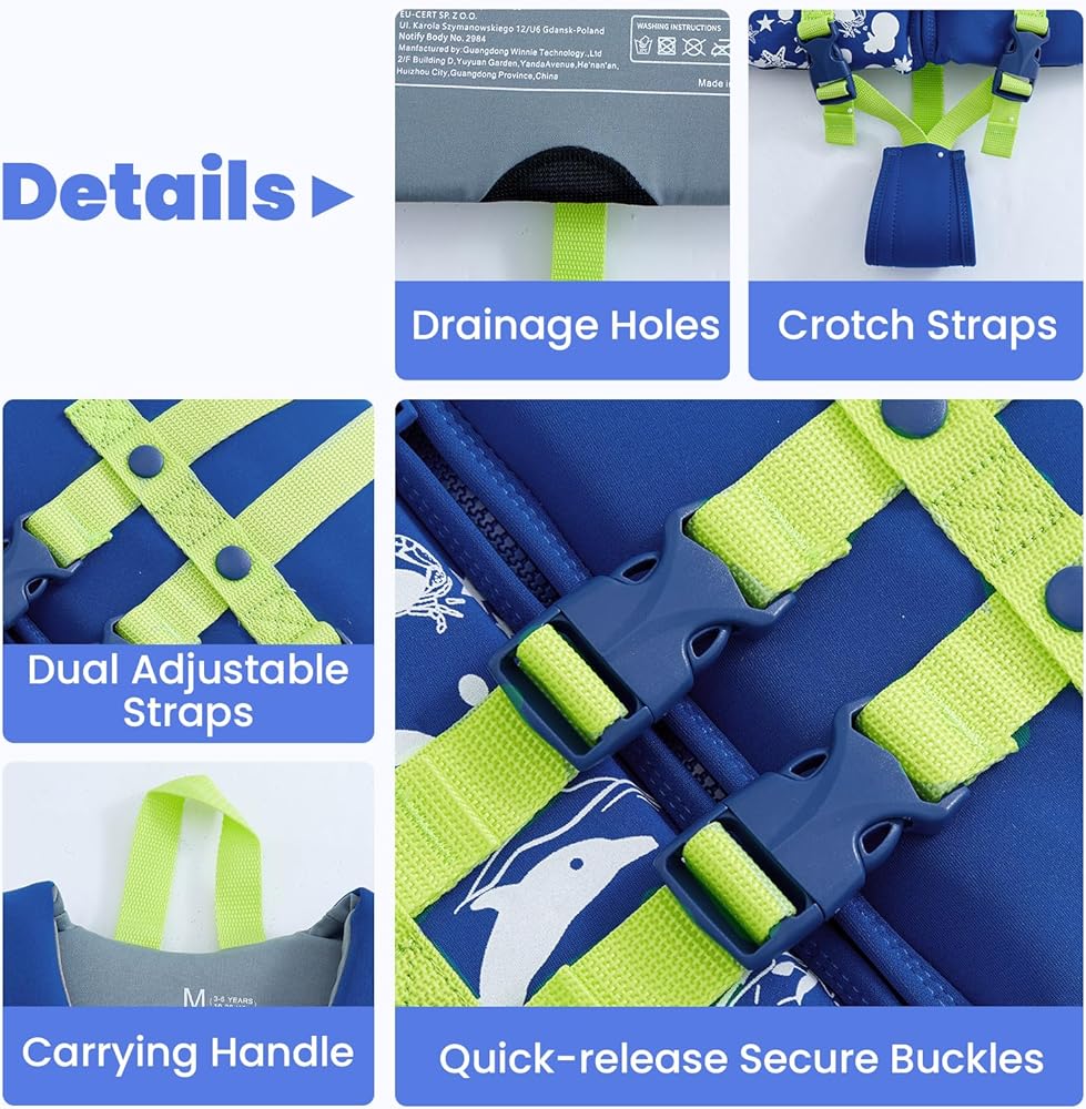 Gogokids Toddler Swim Vest, Kids Floaties – Boys & Girls Buoyancy Jacket for Pool & Beach, Fits 2-8 Years / 22-60 lbs